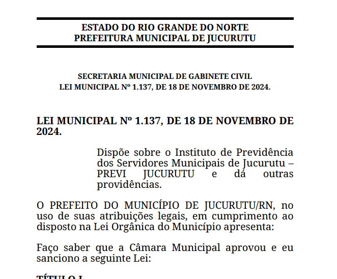 A Lei Municipal n° 1.137/2024, publicada no diário oficial da FEMURN, trouxe algumas modificações nas leis que regem a previdência municipal.