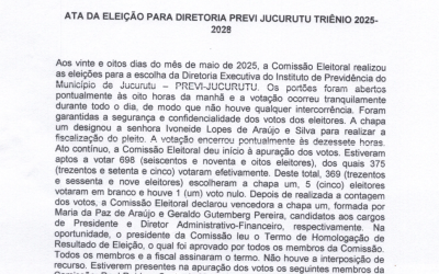 Ata de reunião para diretoria previ Jucurutu triênio 2025 – 2028.
